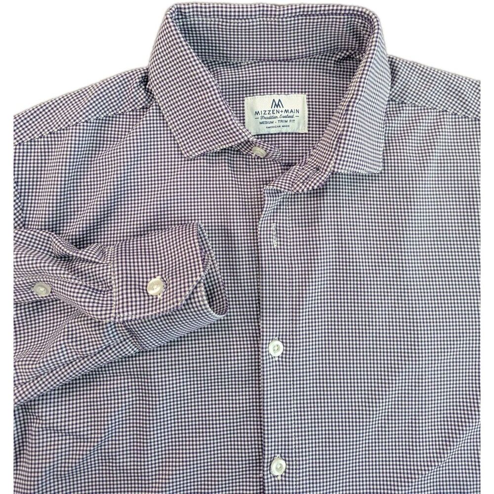 Mens Mizzen + Main Medium Trim Fit Long Sleeve Blue Dress Shirt